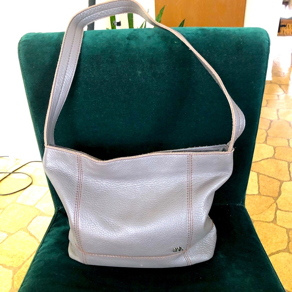 The Sak Gray Leather Shoulder Purse